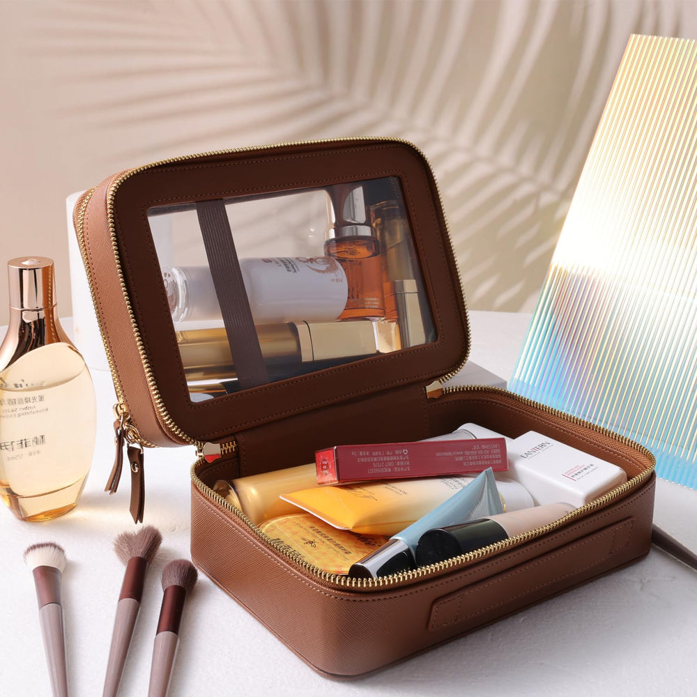 SANHECUN bolso con dos compartimentos para organizar cosméticos y pequeños líquidos.