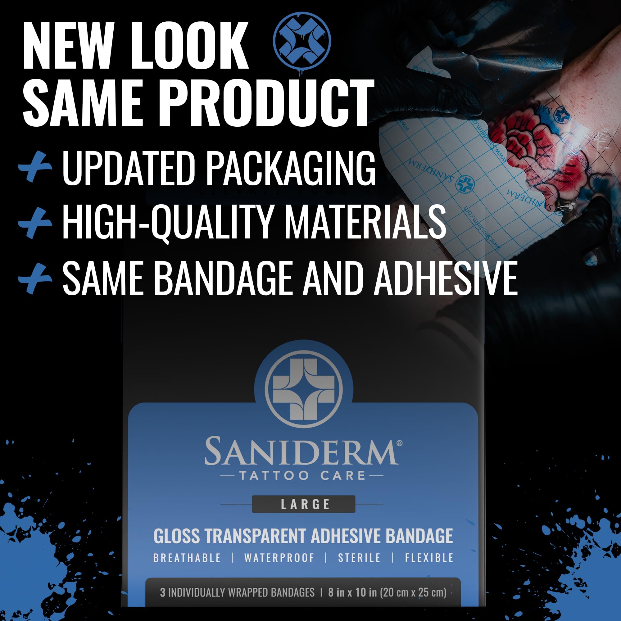 Saniderm bandaje cerrado y esteril, libre de látex para piel sensible.