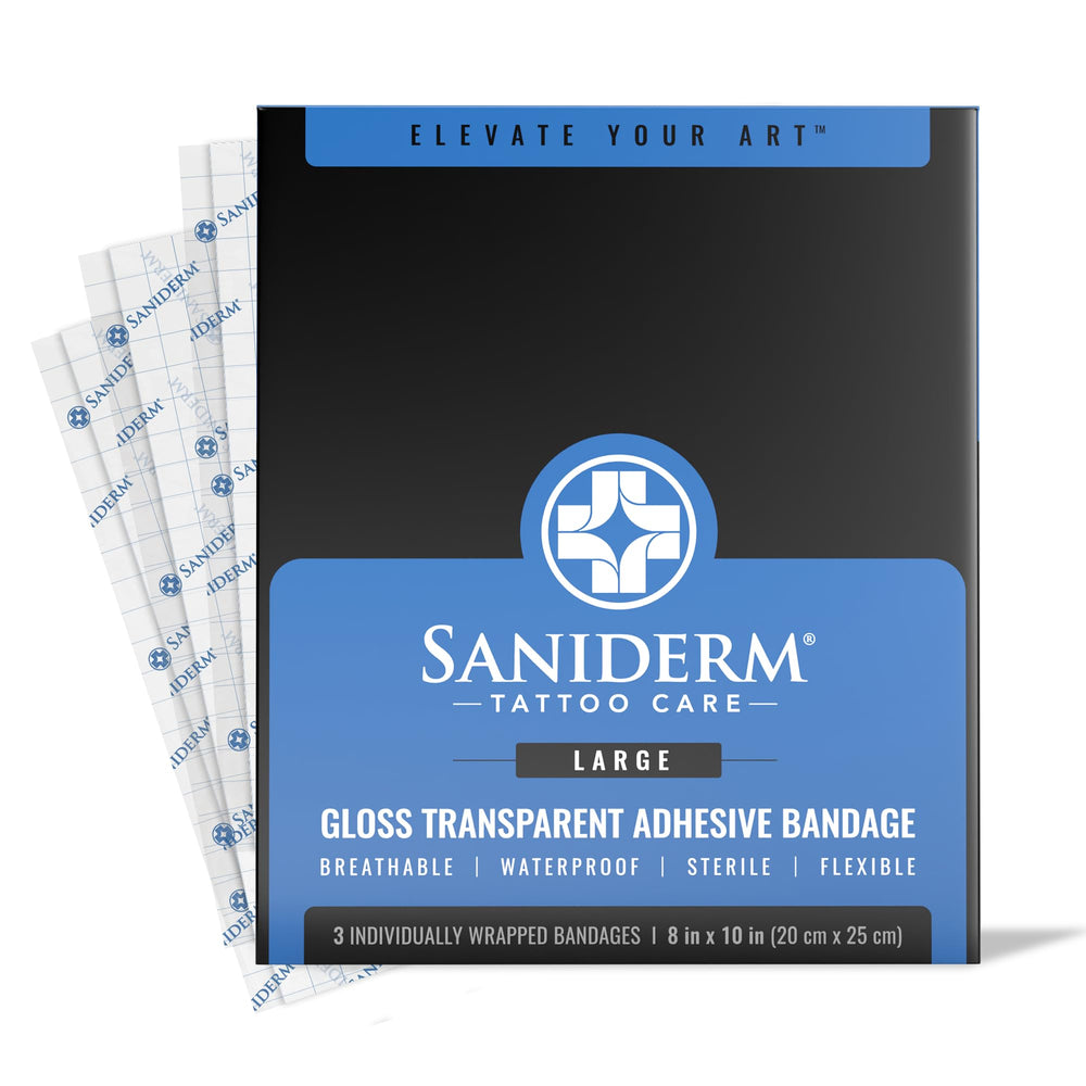 Saniderm bandaje original para tatuaje, cuidado inicial que favorece la curación.