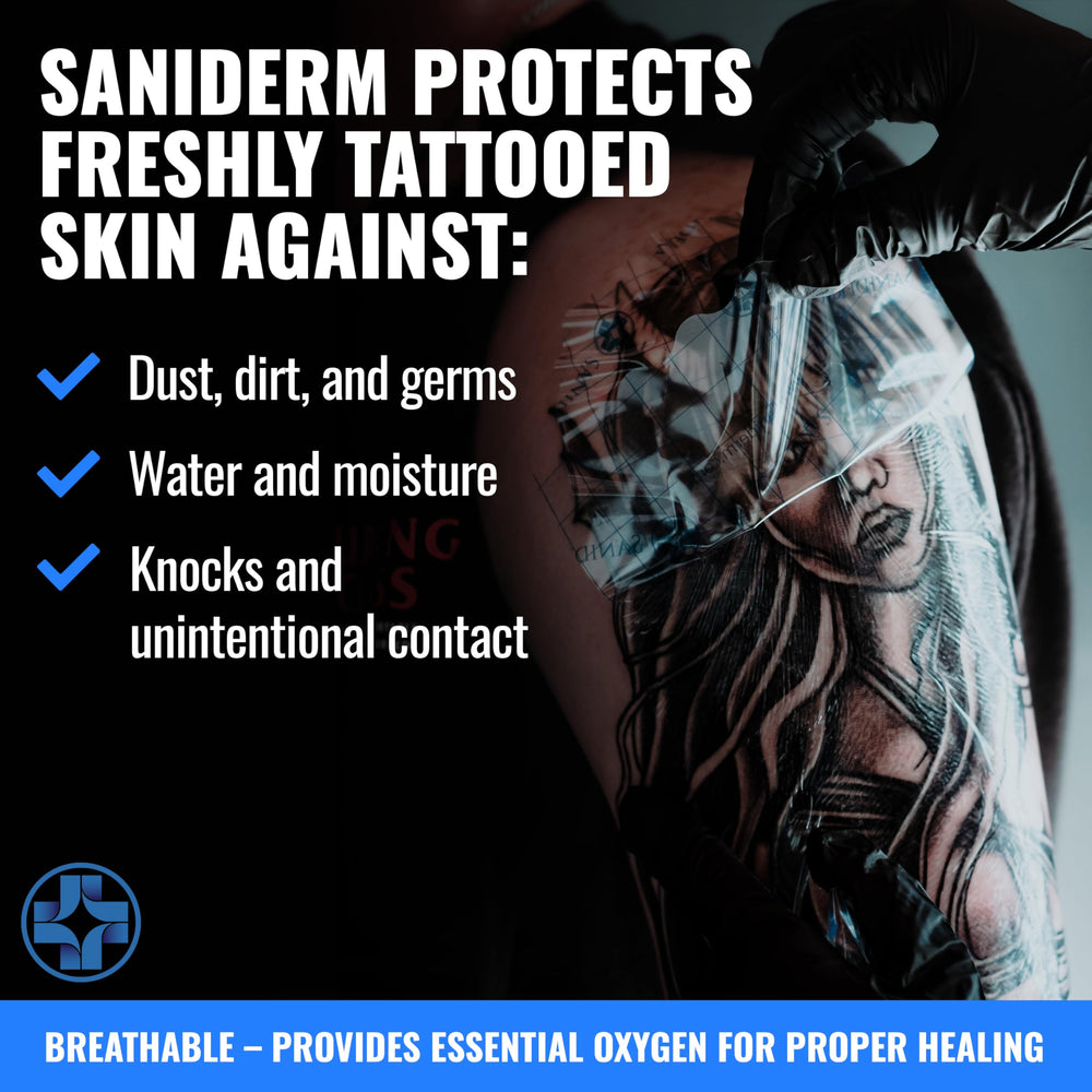 Saniderm bandaje de 8x10 pulgadas para tatuajes grandes.