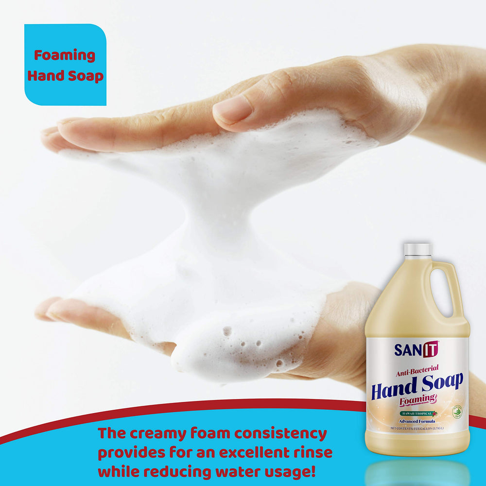 Sanit dispensador jabón espumoso, espuma abundante para un lavado eficiente.
