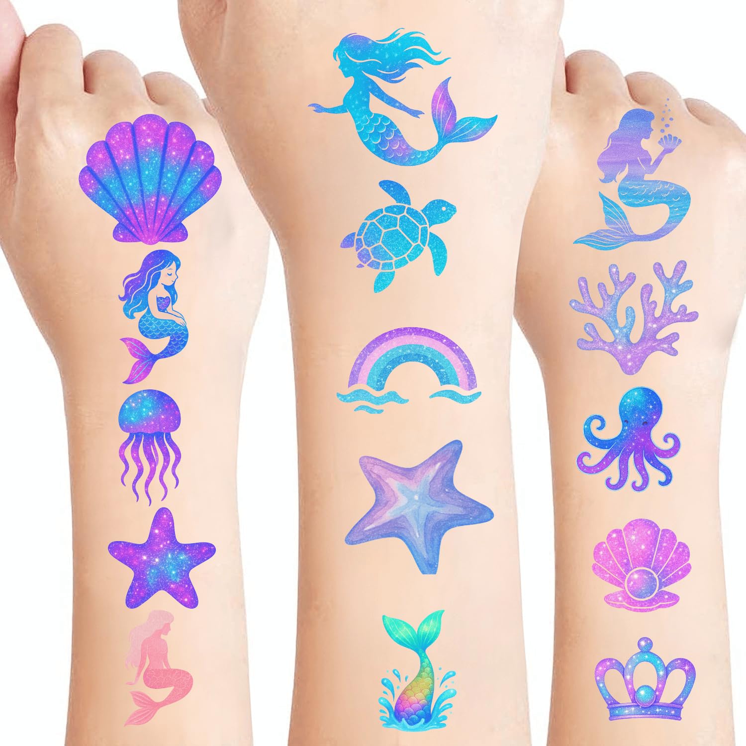 Tatuajes caballitos de mar brillantes de Sanki94 para manualidades temáticas.