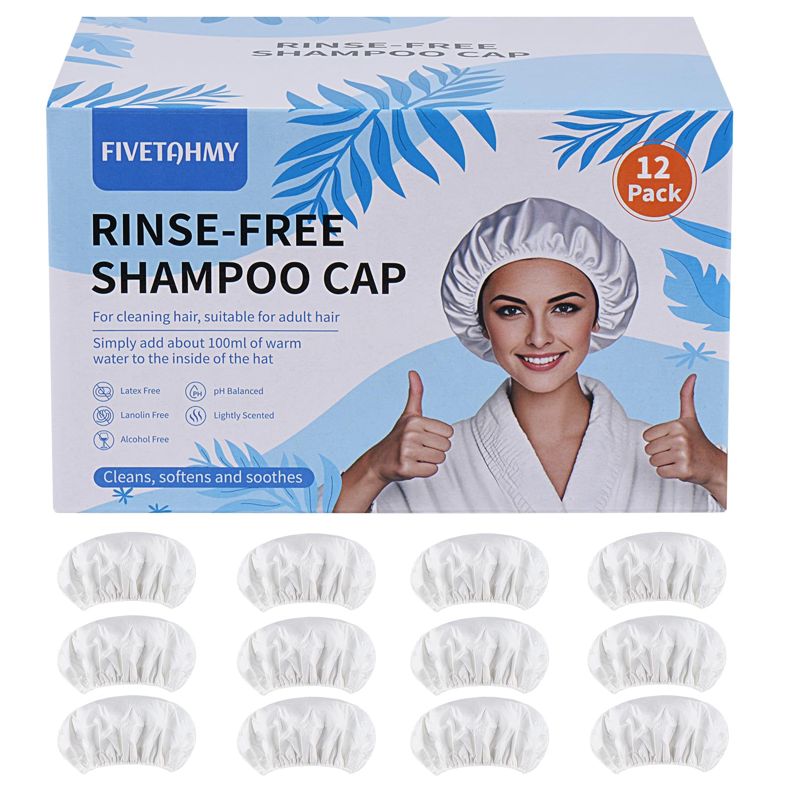 SANPUK 12-pack shampoo cap packaging for easy storage and travel.