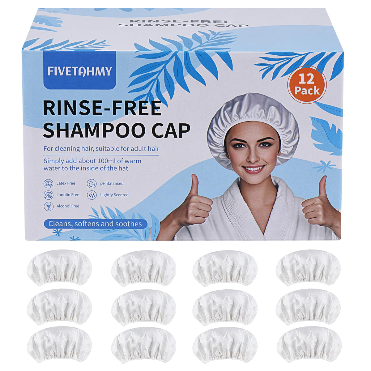 SANPUK 12-pack shampoo cap packaging for easy storage and travel.