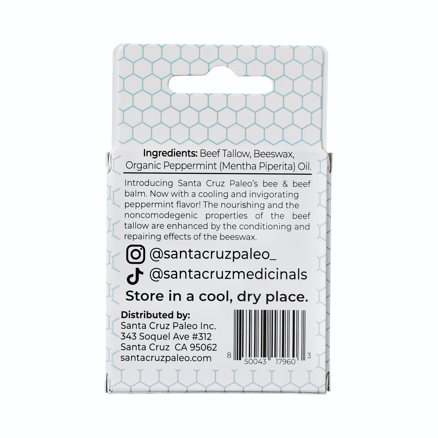 Aplicación suave del bálsamo Santa Cruz Paleo para labios con hidratación duradera.