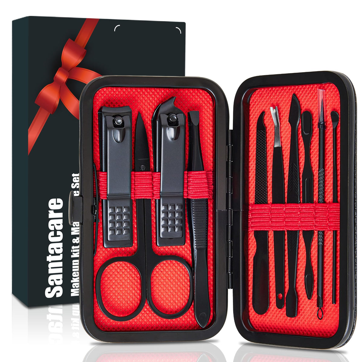 Santacare set de manicura 10 en 1 con caja portátil para viajes.