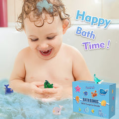 Bomba de baño Santrela con concha sorpresa y burbujas brillantes para un baño relajante.
