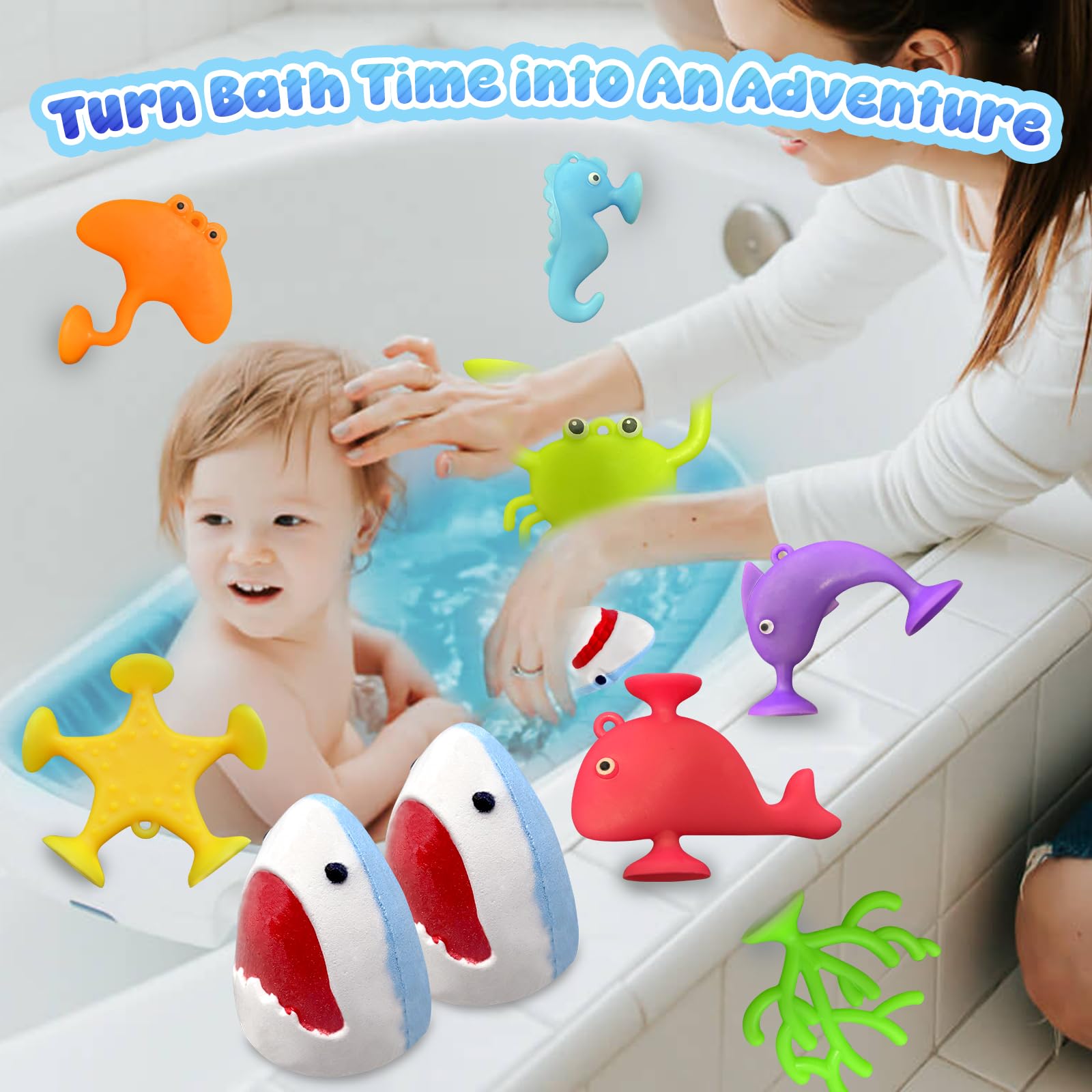 Santrela juguetes ventosa marinos para decorar y jugar en la bañera.
