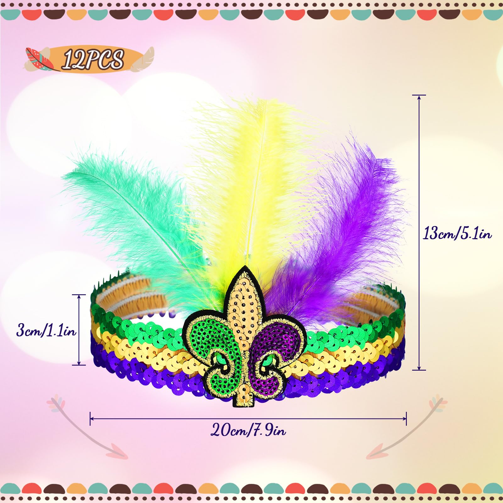 Diadema Sanwuta con plumas brillantes para estilo años 1920, aporta brillo.