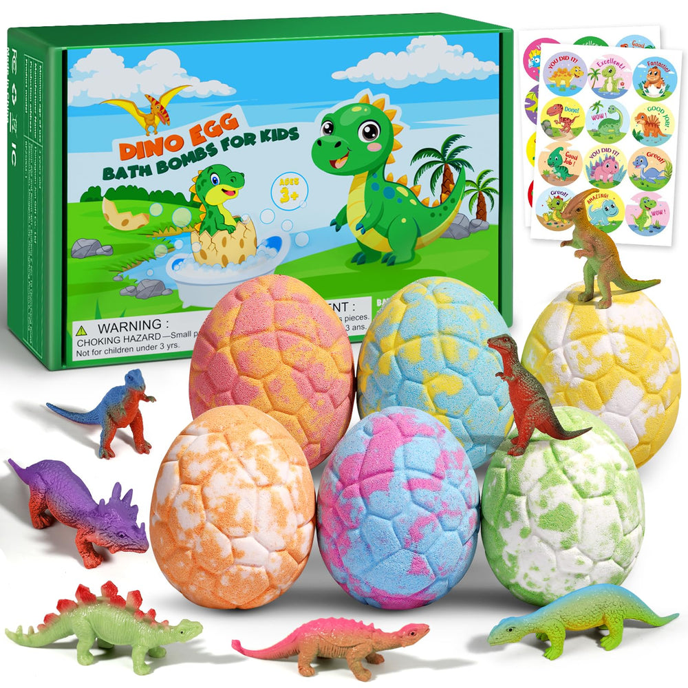 Bombas de baño Sanyi en caja regalo con huevo de dinosaurio, ideal para regalos.