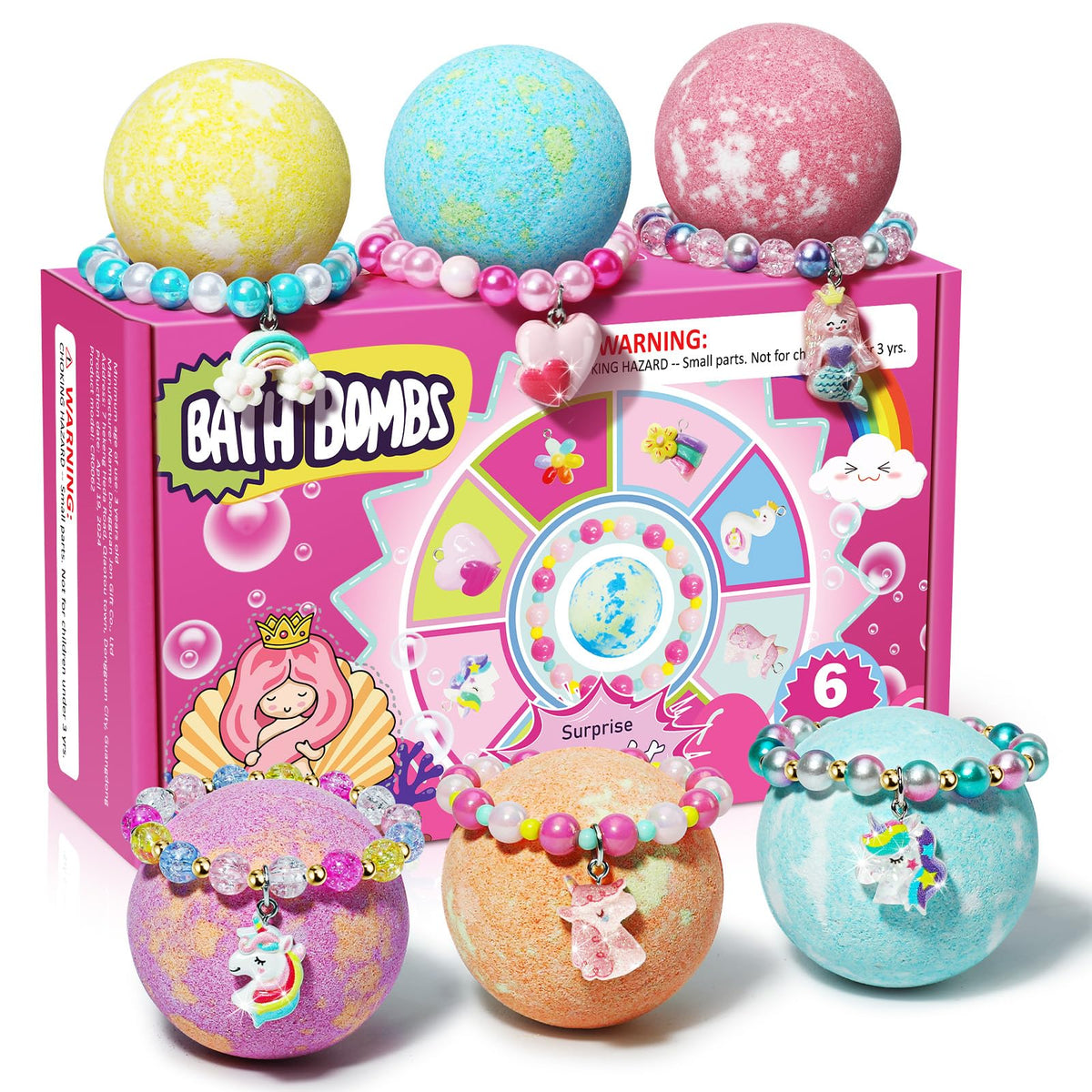 Bombas de baño unicornio de sanyi con pulsera dentro, regalo divertido para niñas.
