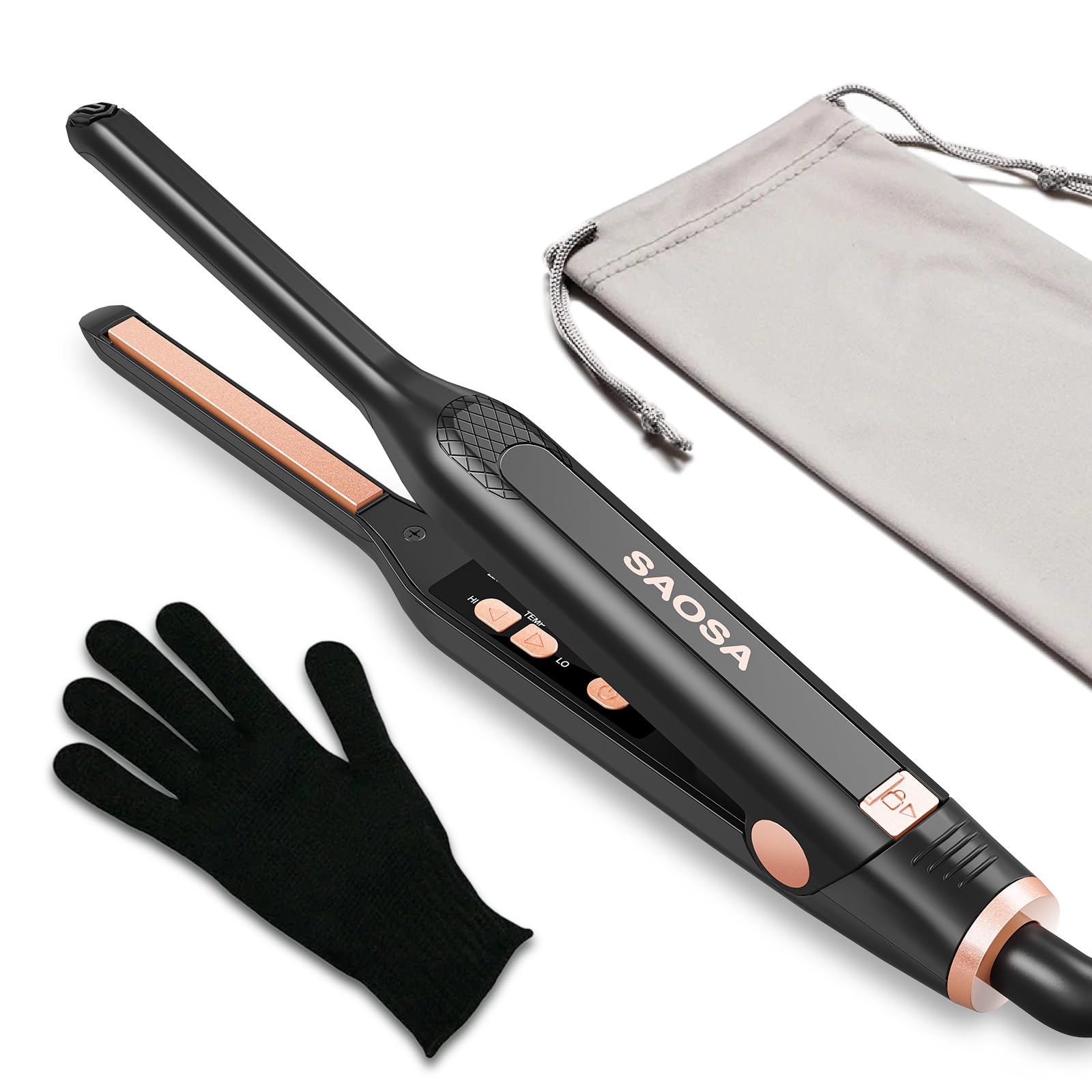 SAOSA mini alisador con placas cerámicas para estilos precisos en cabello corto