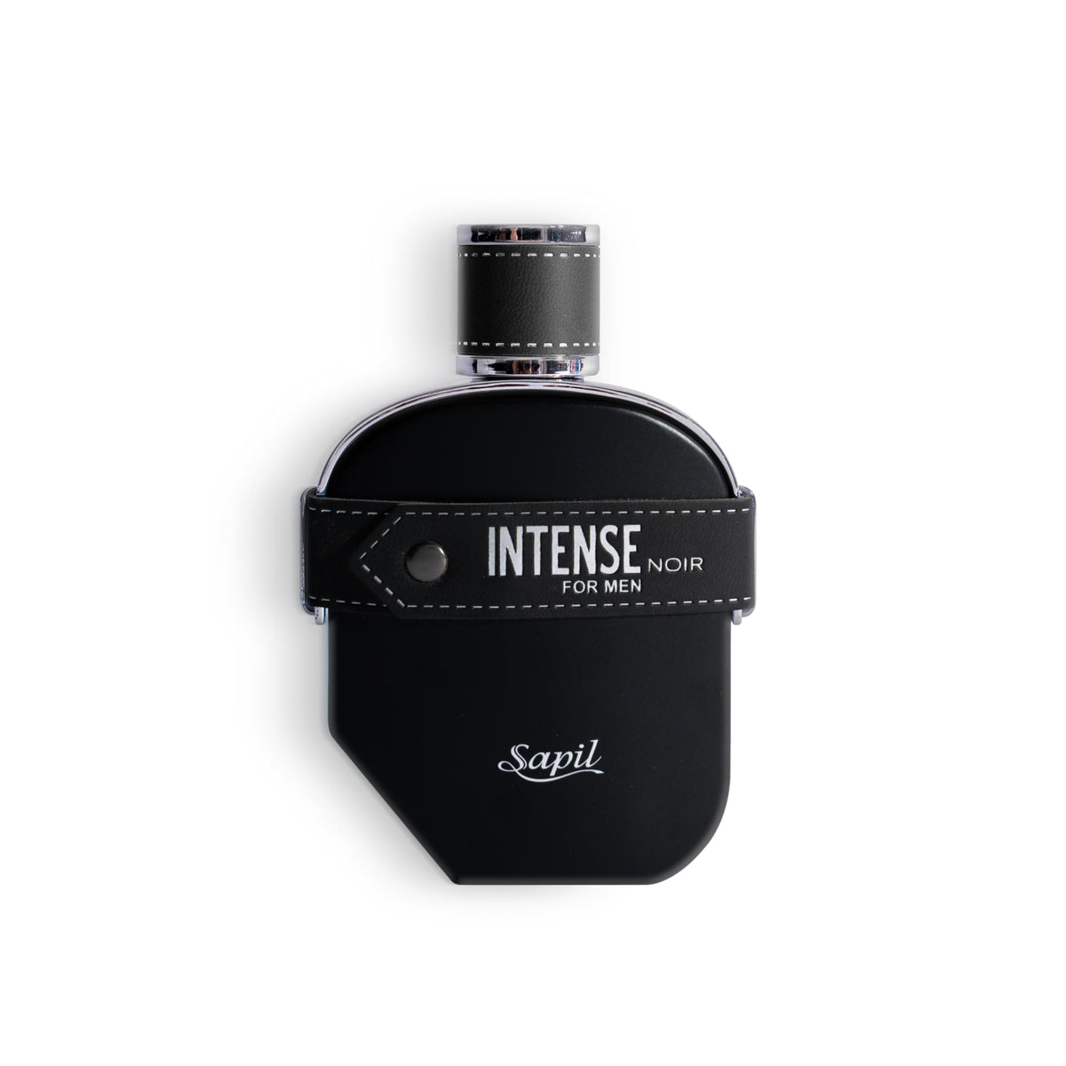Sapil Intense Noir frasco frente, perfecto para comenzar el día con confianza.