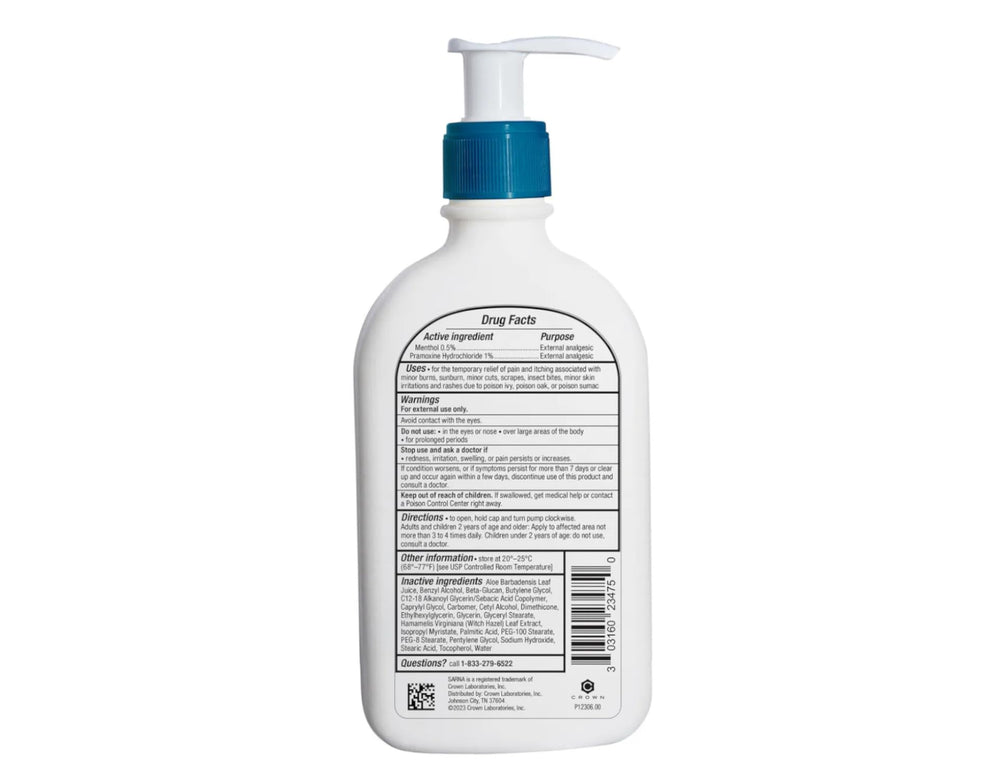 Sarna Calm + Cool: pramoxine et menthol pour soulagement localisé sur peau sensible.
