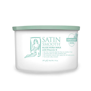 SATIN SMOOTH Aloe Vera Pot Wax, aplicación suave para piel sensible y resultados duraderos.