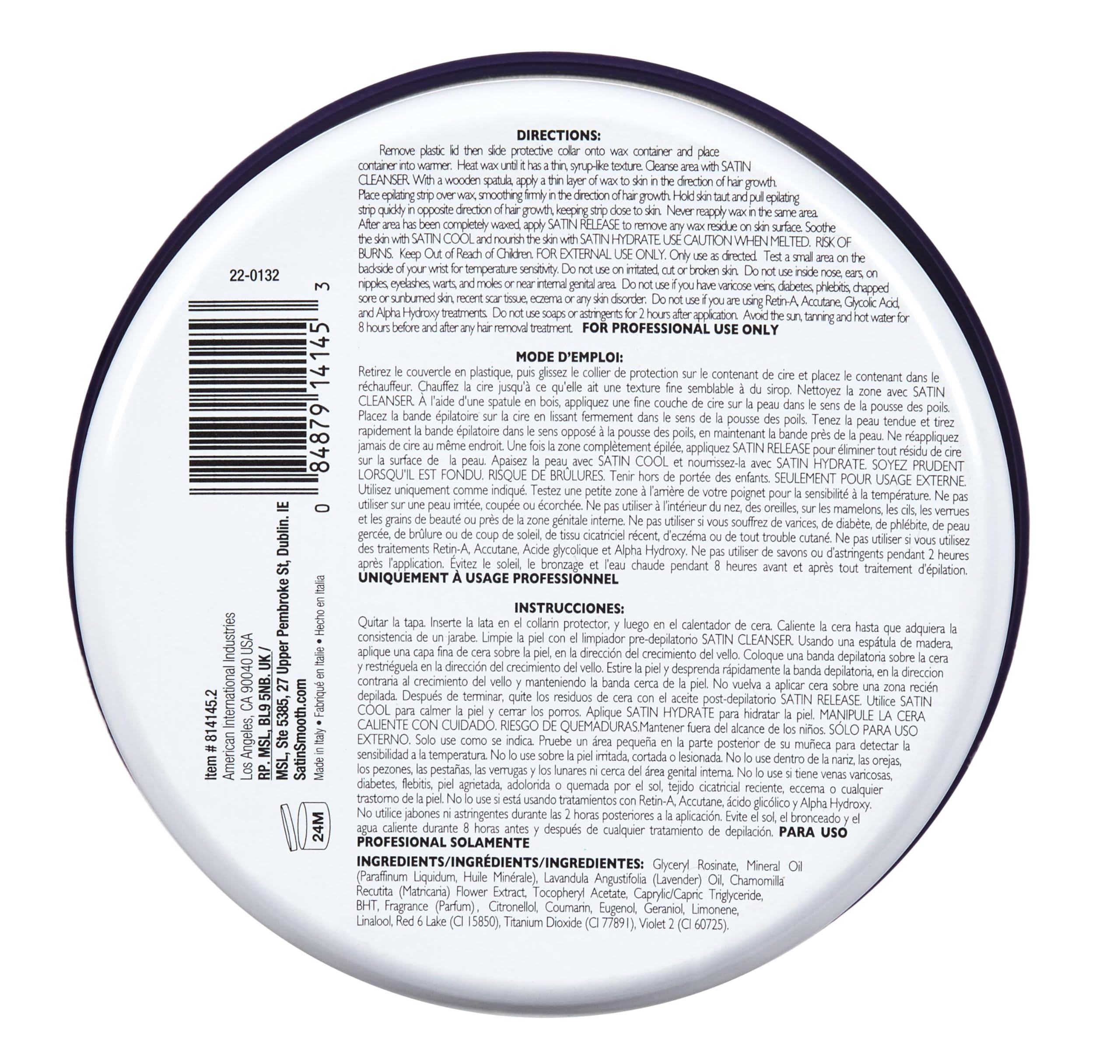 SATIN SMOOTH aroma relajante lavanda camomila para spa en casa.
