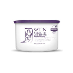 SATIN SMOOTH cera lavanda camomila en botella para uso facial y corporal.