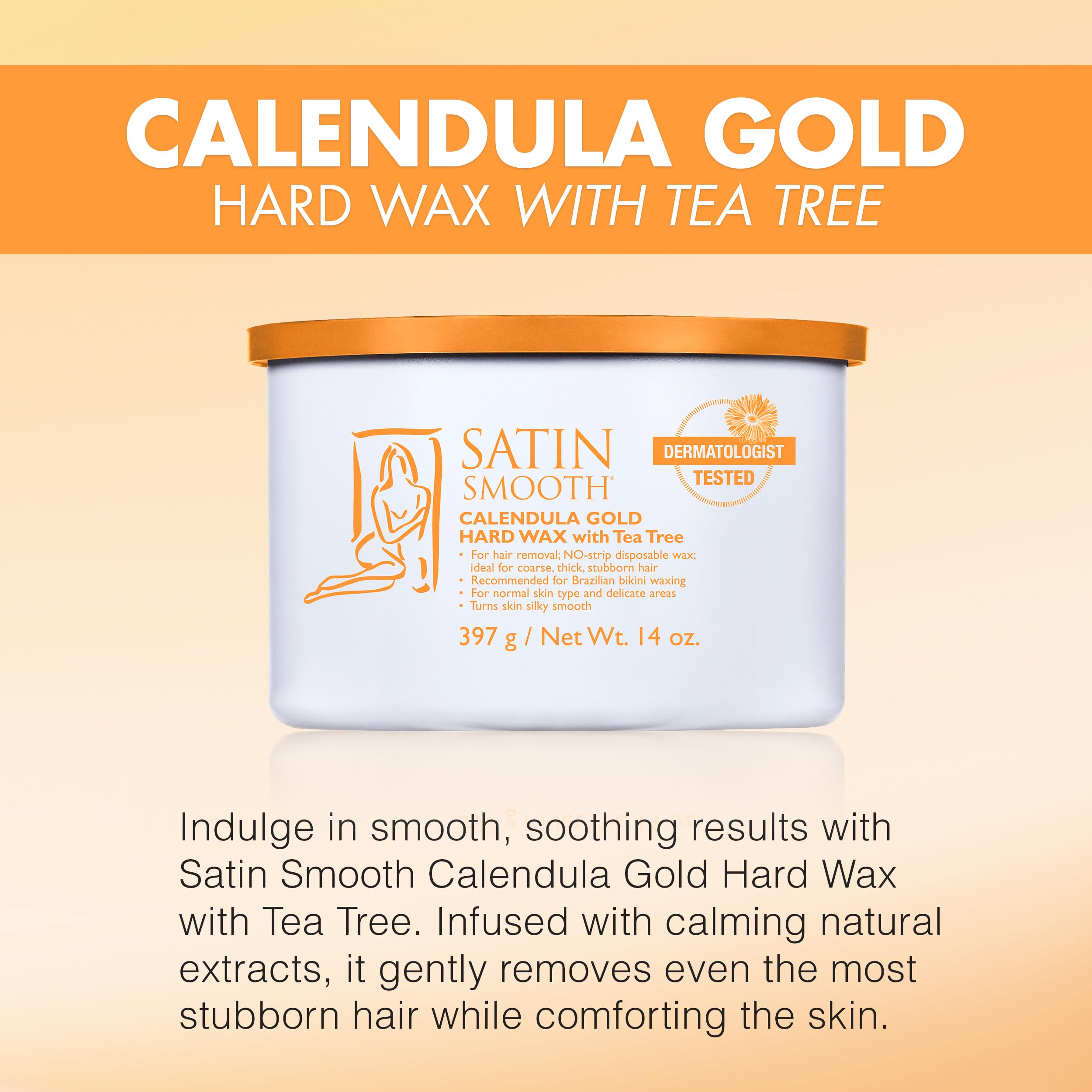 SATIN SMOOTH Calendula Gold cera dura sin tira para uso en casa.