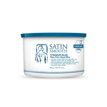 SATIN SMOOTH cera Titanio Azul en empaque, opción sin tira para piel sensible.