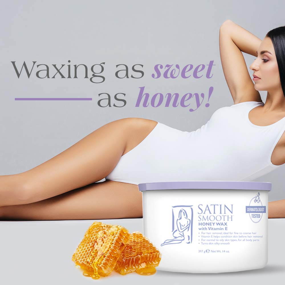 SATIN SMOOTH Honey Wax aplicación facial y corporal para depilación eficiente.