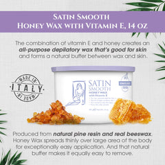 SATIN SMOOTH Honey Wax textura suave facilita retirar vello grueso.