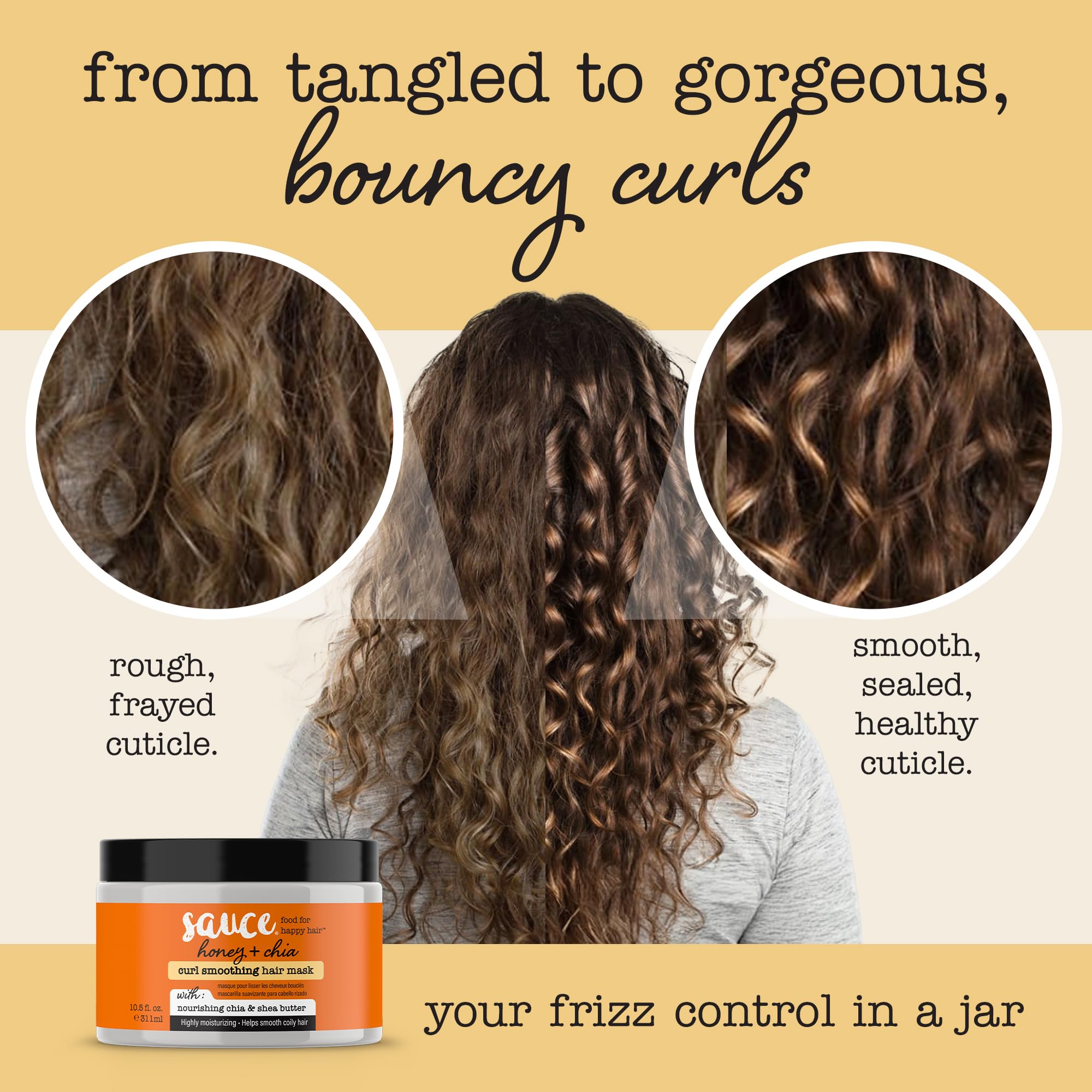 SAUCE BEAUTY para cabellos medios a gruesos, rizos u ondas definidas.