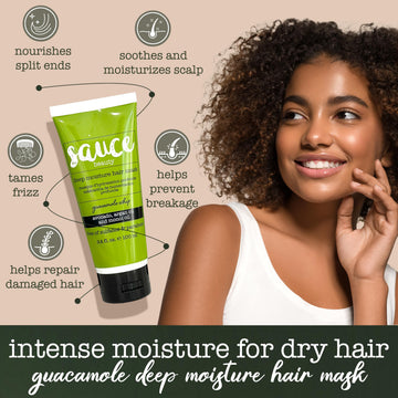SAUCE BEAUTY Guacamole mascarilla para cabello: aplicación fácil para reparación rápida.