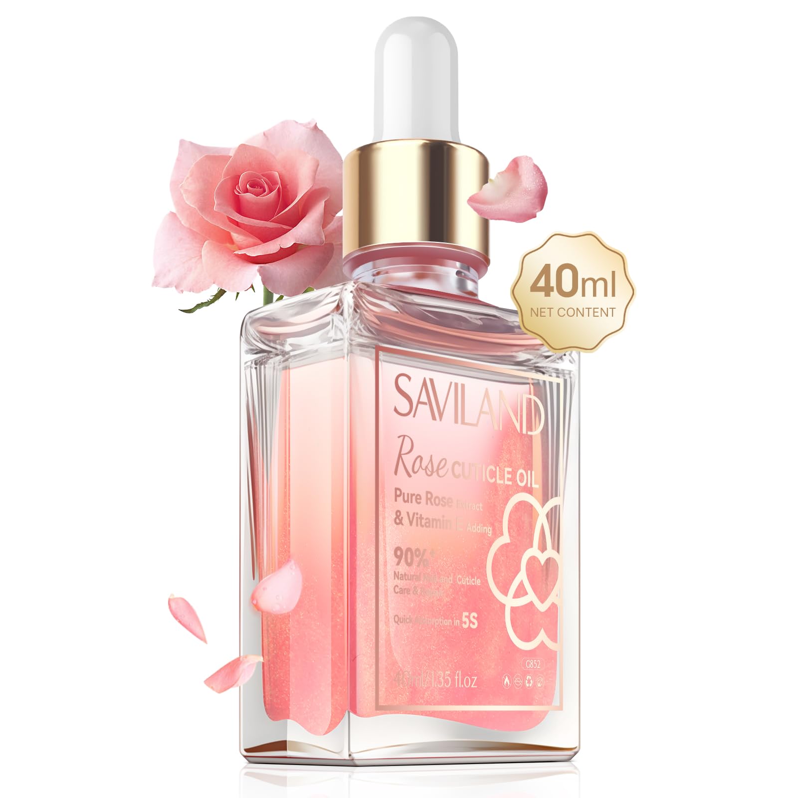 SAVILAND aceite de cutícula con rosa mosqueta en frasco de 40 ml para hidratación intensa.