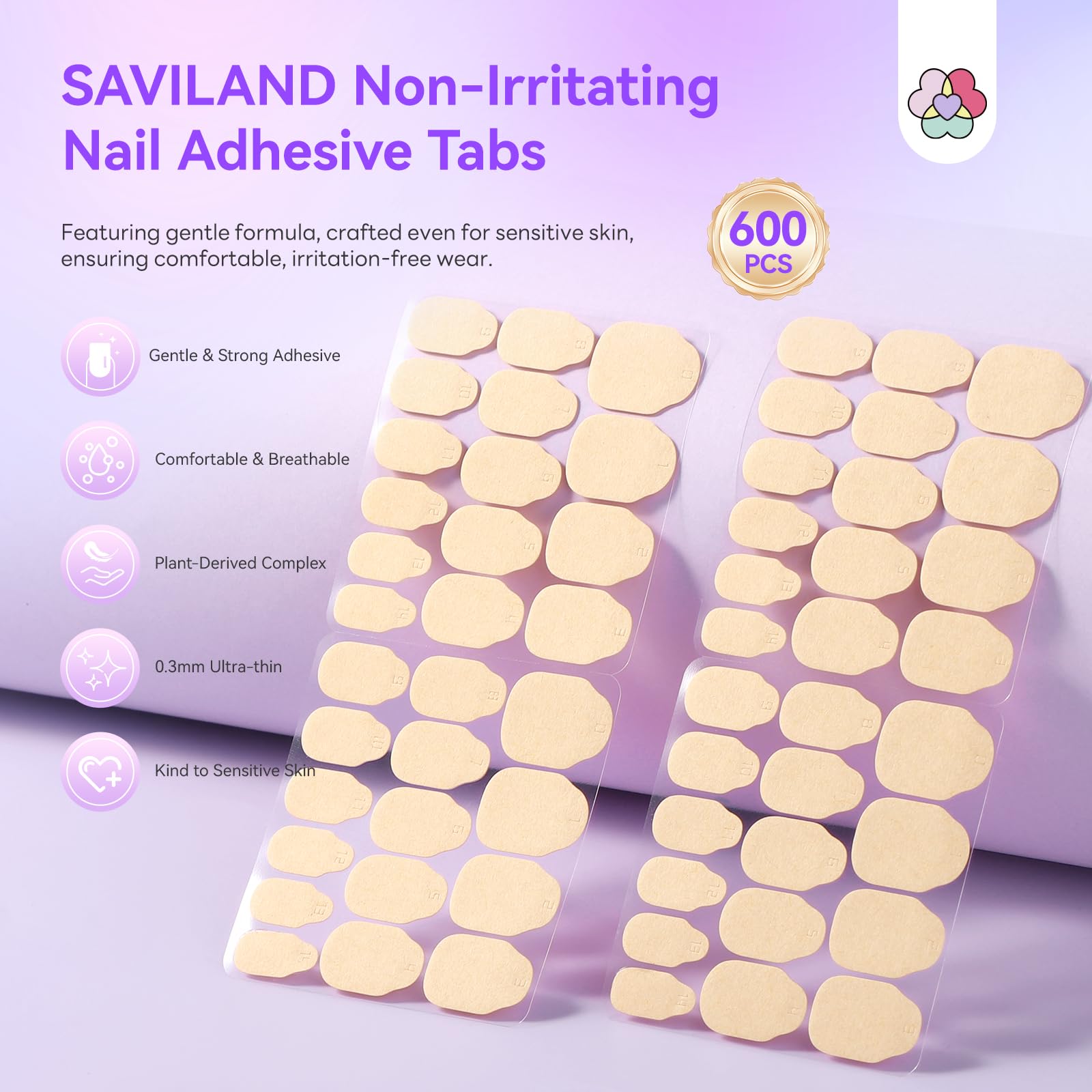 SAVILAND adhesivos para uñas ultra finos, apariencia discreta y cómodo