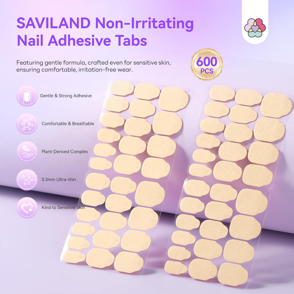 SAVILAND adhesivos para uñas ultra finos, apariencia discreta y cómodo