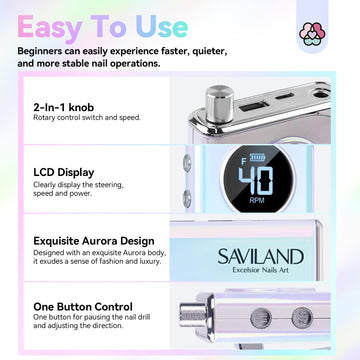 SAVILAND Advance Nail Drill kit accesorios para uñas de aspecto profesional.