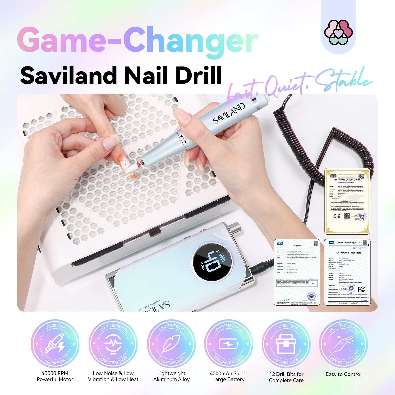 SAVILAND Advance Nail Drill conjunto de 13 puntas para diferentes tareas.