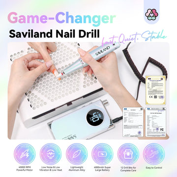 SAVILAND Advance Nail Drill conjunto de 13 puntas para diferentes tareas.