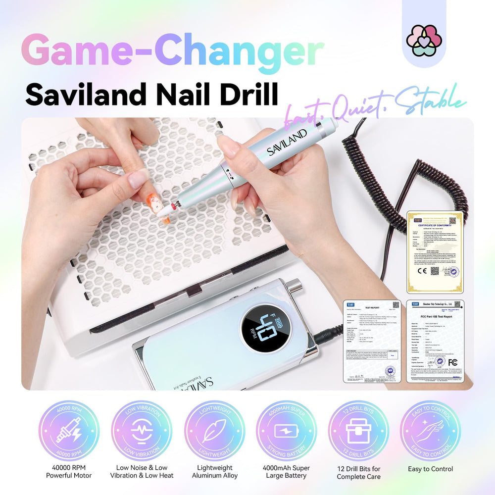 SAVILAND Advance Nail Drill conjunto de 13 puntas para diferentes tareas.