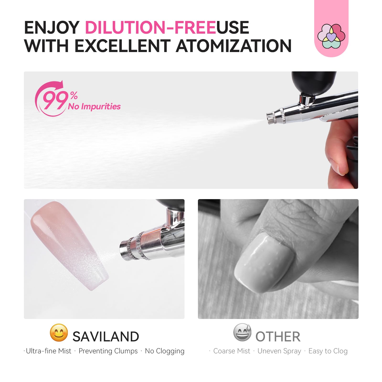 SAVILAND Airbrush Gel, degradados y ombre con acabado suave.