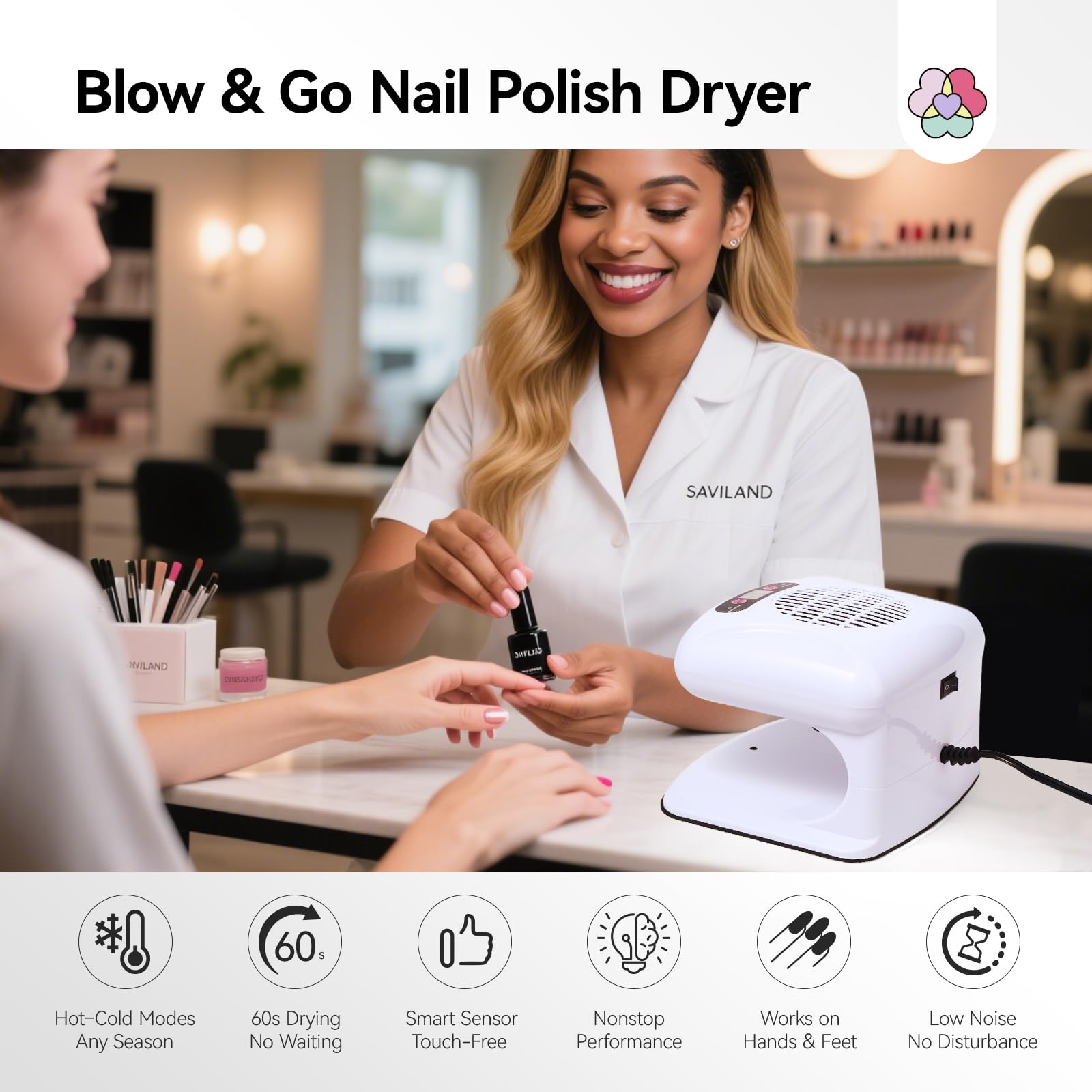 SAVILAND aire dual cálido y frío para manicuras y pedicuras.