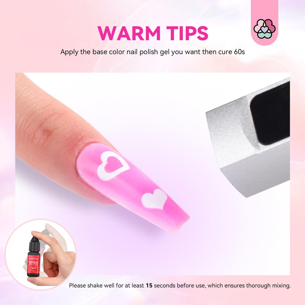 Arte de uñas detallado con aerógrafo SAVILAND para uñas