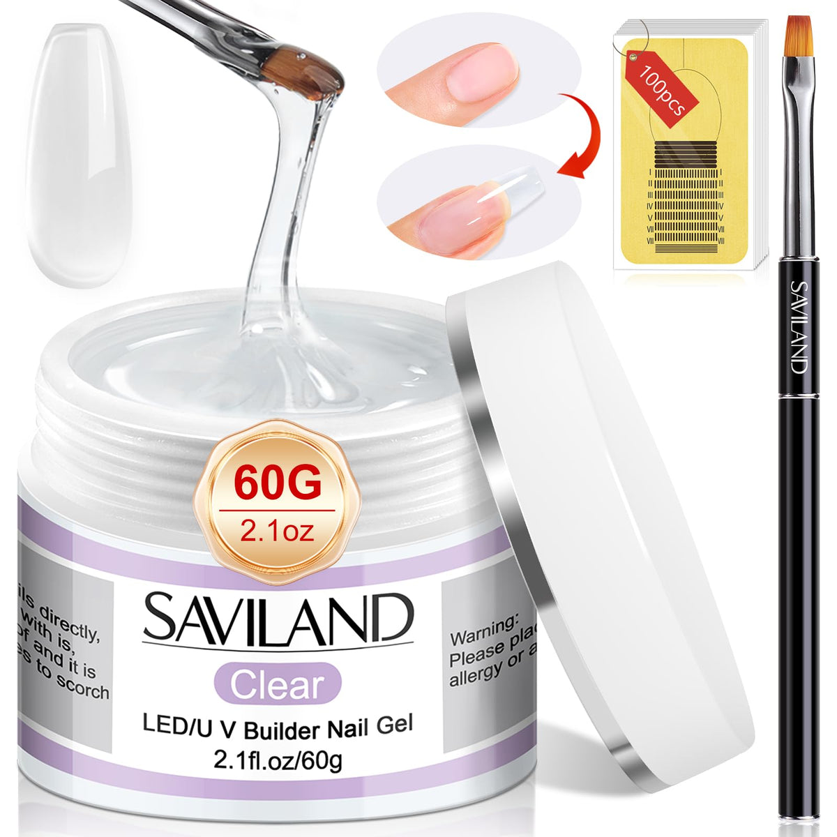 SAVILAND Builder Nail Gel Kit crystal-clear gel ideal for long-lasting nail sculpting