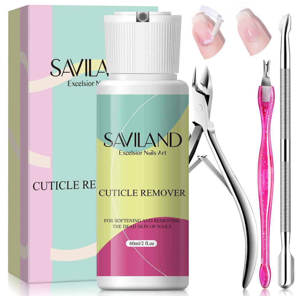 SAVILAND Kit eliminador de cutículas: botella de 2 onzas para ablandar cutículas y facilitar la remoción.