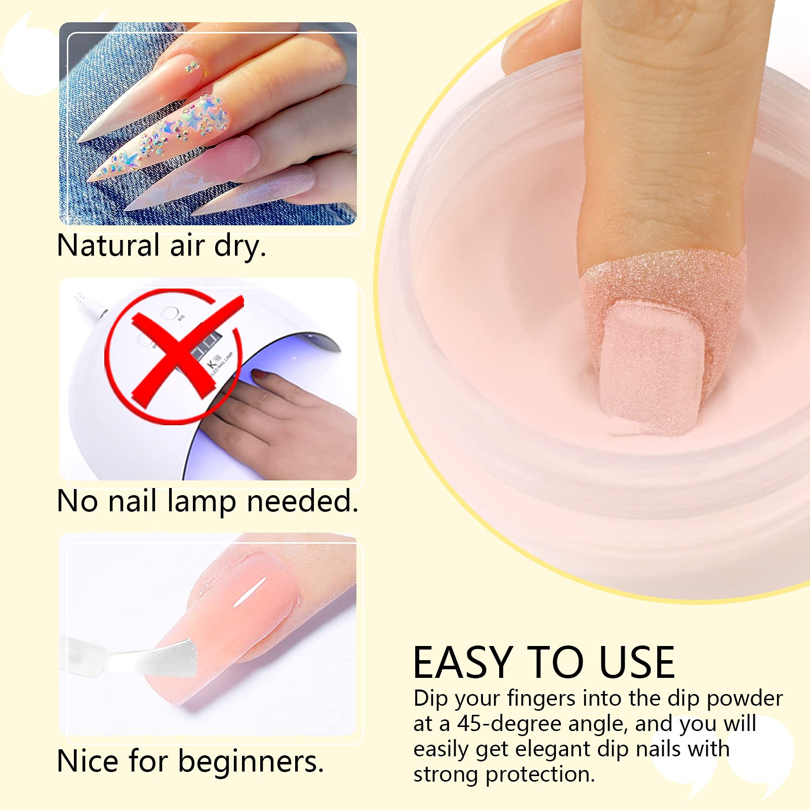 SAVILAND Nude Dip Powder aplicación fácil para principiantes, sin lámpara UV.