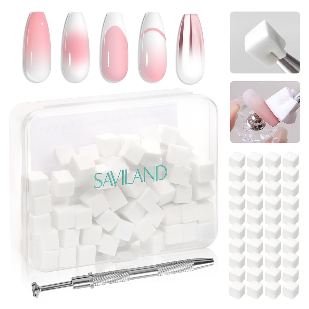 SAVILAND esponjas ombre 100 piezas para crear degradados suaves en uñas.