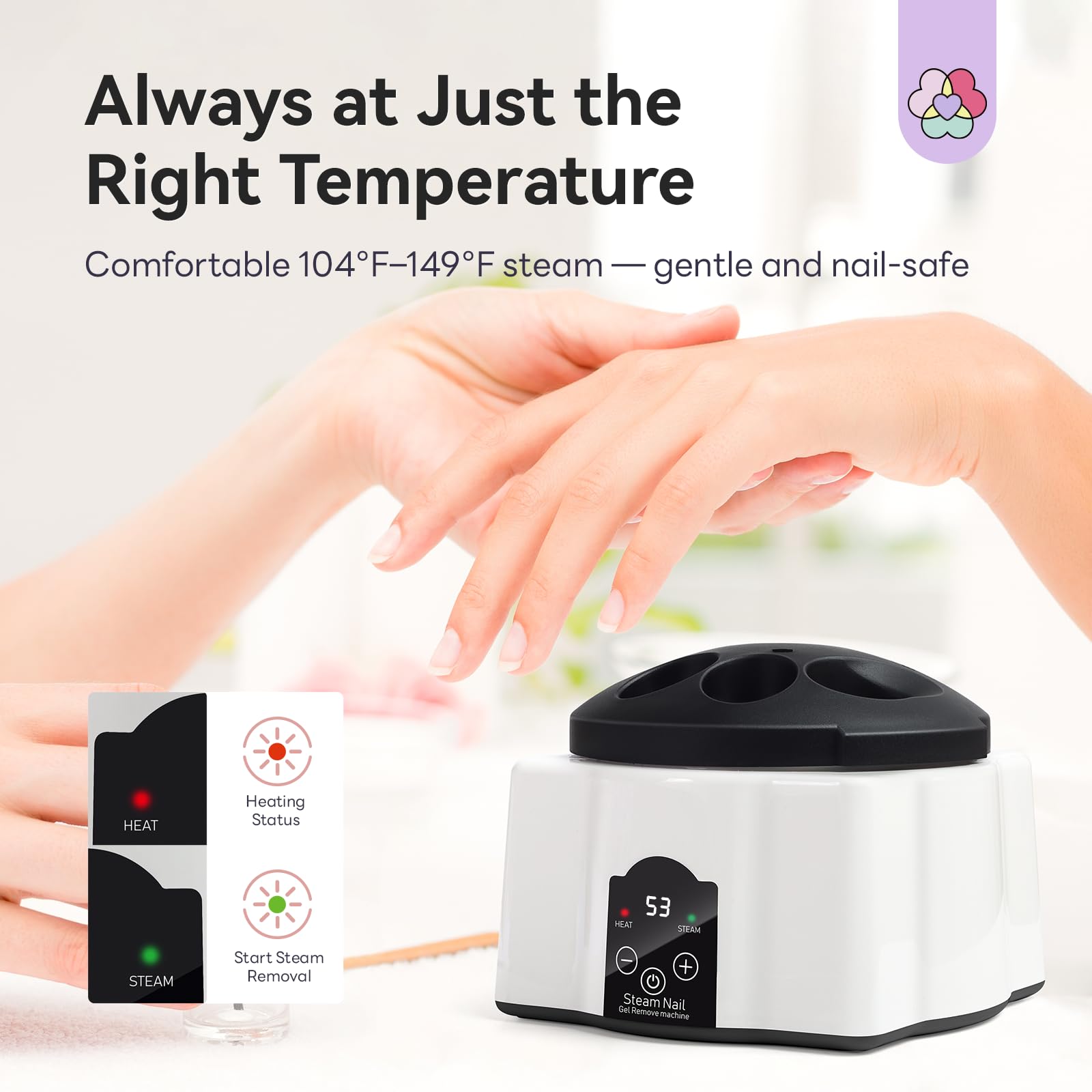 SAVILAND Essentials: panel de control con luz LED para ajustar temperatura y tiempo.
