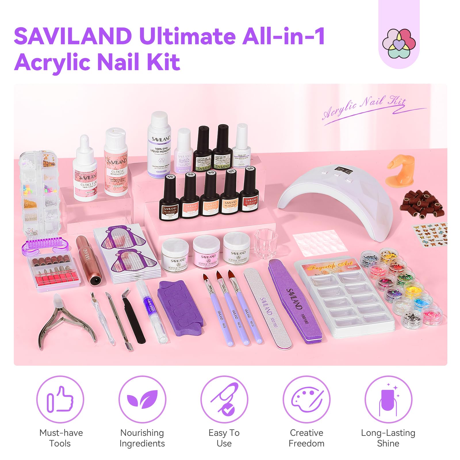 Polvo acrílico transparente de SAVILAND para acabado natural