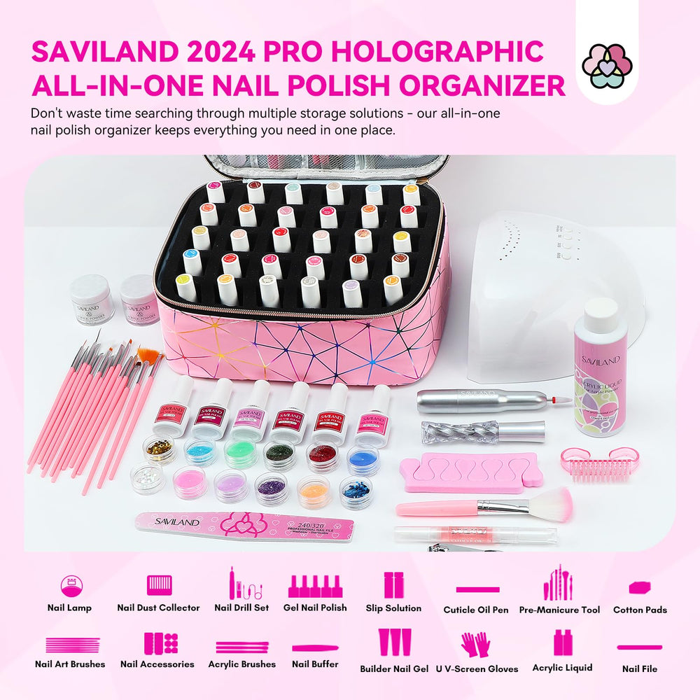 SAVILAND estuche esmaltes con compartimentos internos para organización de botellas