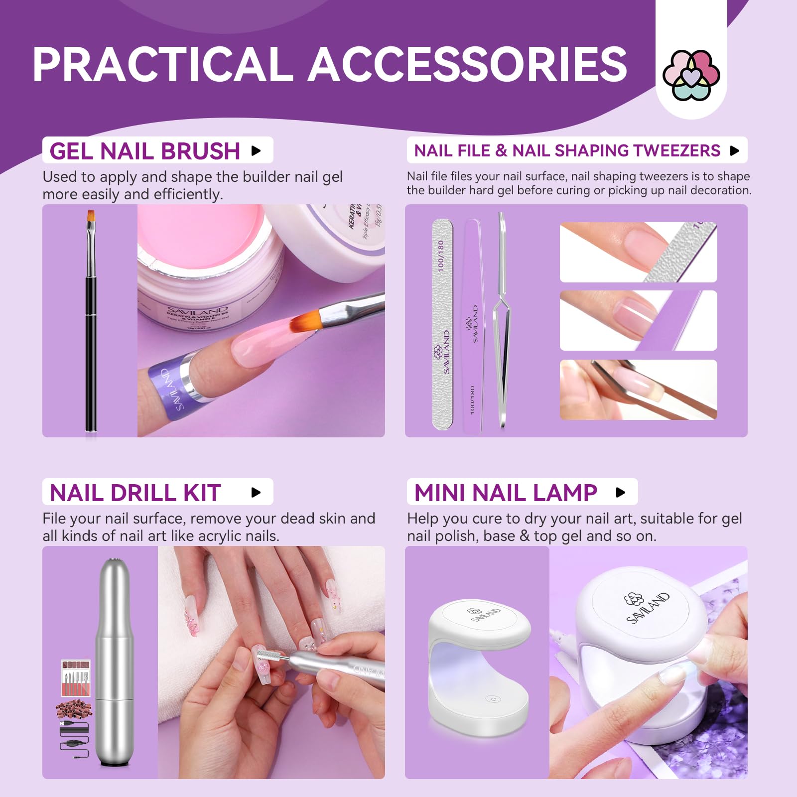 SAVILAND 100 formas de uñas para extender y dar forma