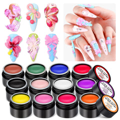 SAVILAND gel 3D para uñas: 12 colores para diseños detallados y duraderos.