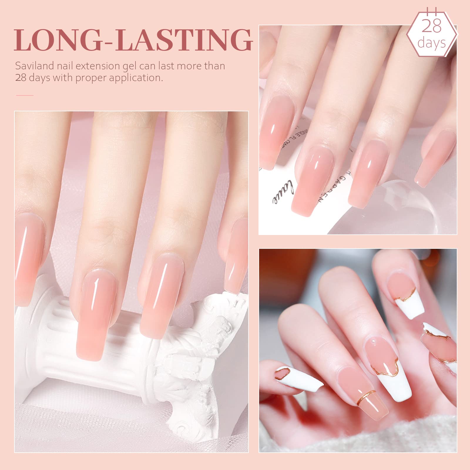 SAVILAND gel construcción 30 ml rosa nude para uñas
