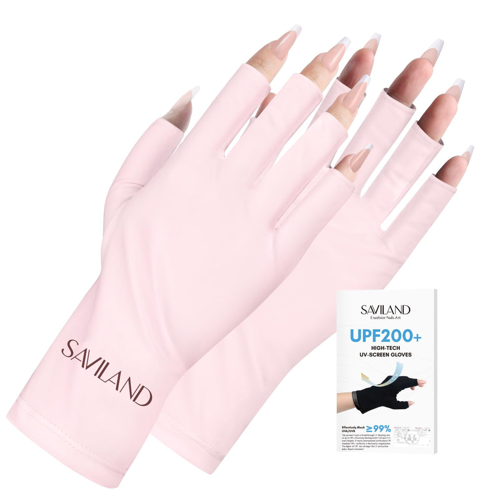 SAVILAND guantes UV para uñas: detalle de costura y protección UV.