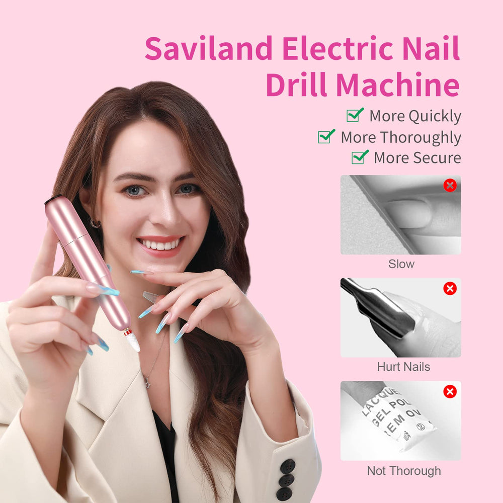 SAVILAND kit completo para uñas, incluye brocas y bandas para manicura en casa.