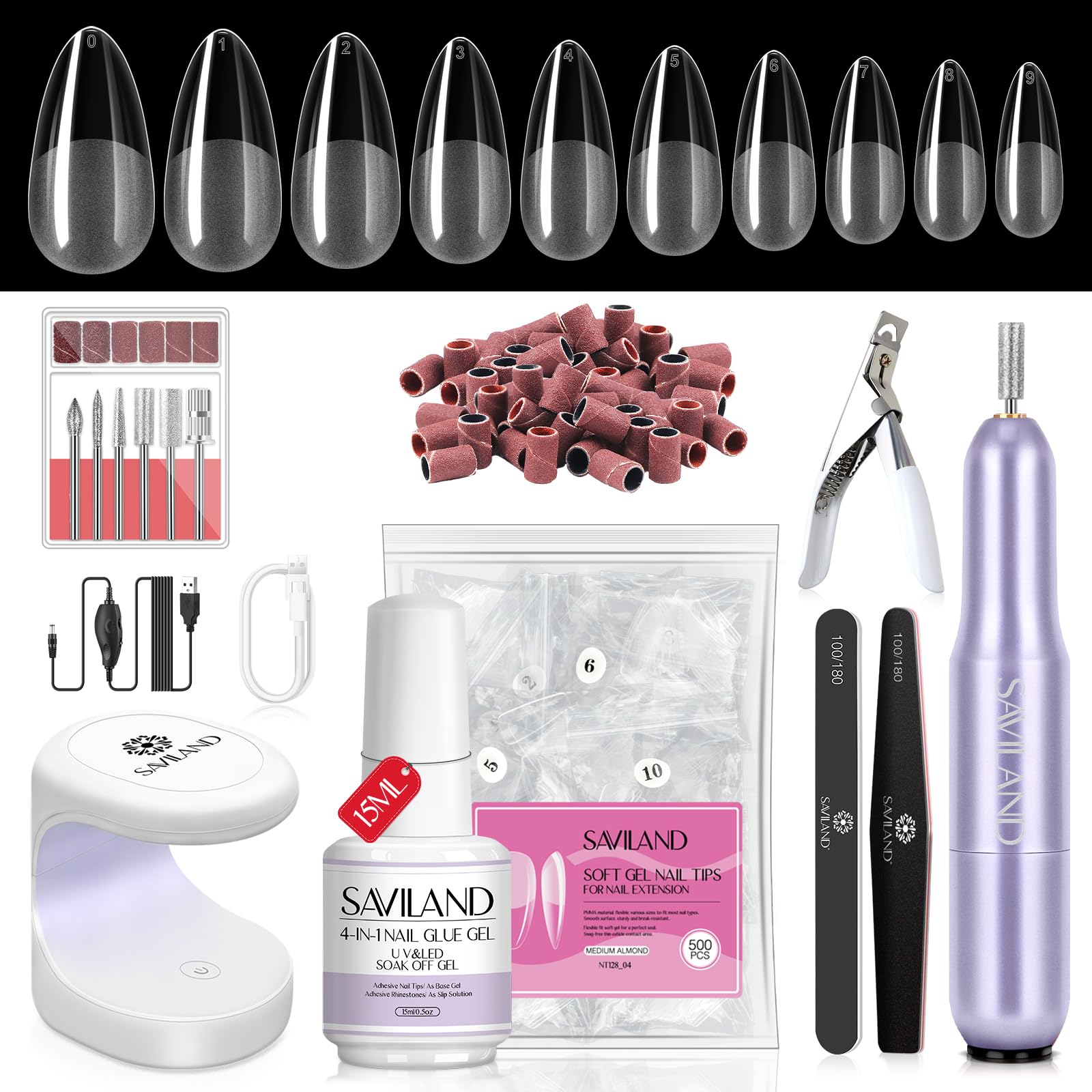 SAVILAND kit almendra gel uñas: empaque claro para comenzar en casa.